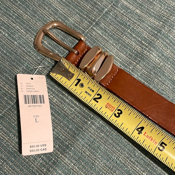 Anthropologie Belt Leather LARGE Structured Keeper Goldtone Buckle Honey NEW - Picture 7 of 13